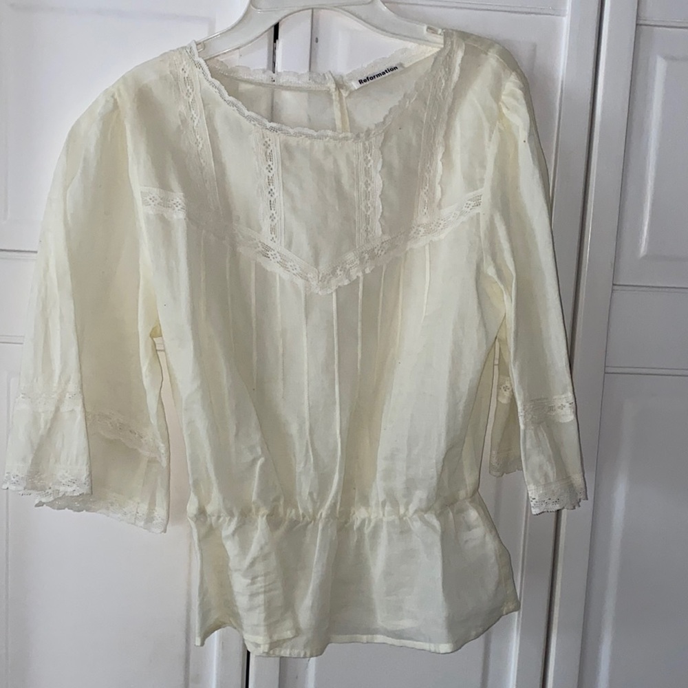 Reformation Cream Blouse